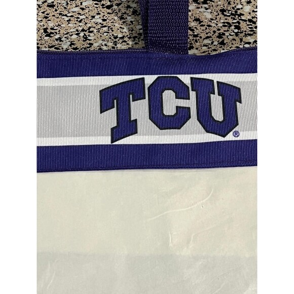 TCU Horned Frogs Plastic Stadium Bag, Clear/Purple with Zipper 10x12 (NEW) - Picture 2 of 4